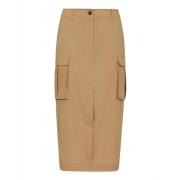 Cargo Midi Rok Natuurlijk Beige Katoen Marella , Beige , Dames