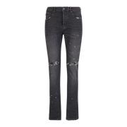 Zwarte Gescheurde Knie-Lengte Jeans Purple Brand , Black , Heren