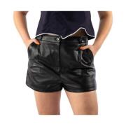 Leren Shorts met knoop en rits Dolce & Gabbana , Black , Dames