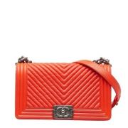 Pre-owned Leather chanel-bags Chanel Vintage , Orange , Dames