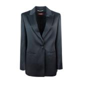 Sartorial Blazer in Zwart Satijn Max Mara Studio , Black , Dames