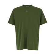 Groene Crewneck T-shirt met OFF Print Off White , Green , Heren