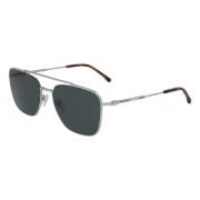 Groene Lens Zilveren Frame Zonnebril Lacoste , Gray , Heren