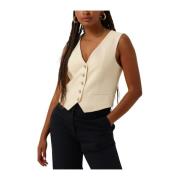 Beige Katoenen Vest voor Stijlvolle Outfits Selected Femme , Beige , D...