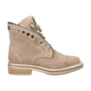 Platte Veterschoen Enkellaars Alma EN Pena , Brown , Dames