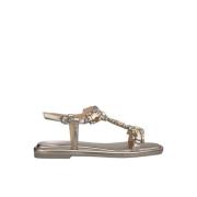 Rhinestone Square Toe Flat Sandal Alma EN Pena , Yellow , Dames