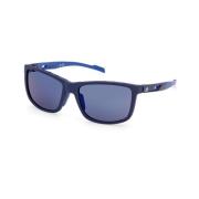 Blauwe Spiegel Zonnebril met Gouden Frame Adidas , Blue , Heren