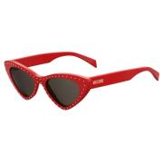 Rood Montuur Zonnebril met Grijze Lens Moschino , Red , Dames