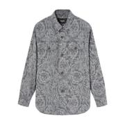 Bloemenprint overhemd met klassieke kraag Versace , Gray , Heren