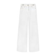 Witte Denim Flared Jeans met Medusa Head Versace , White , Dames