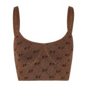 Harlequin Crop Top Baum und Pferdgarten , Brown , Dames