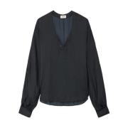 Zwart Satijnen Wijde Blouse Zadig & Voltaire , Black , Dames