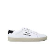 Witte Leren Lage Sneaker Saint Laurent , White , Heren