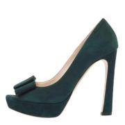 Pre-owned Suede heels Miu Miu Pre-owned , Green , Dames