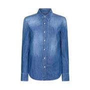 Denim Shirt met Knopen Dondup , Blue , Dames