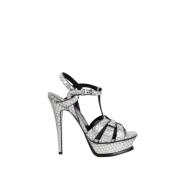 Pre-owned Leather heels Yves Saint Laurent Vintage , Gray , Dames