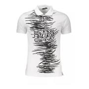 Wit Signature Print Katoenen Polo Shirt Cavalli Class , White , Heren