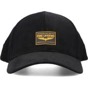 Zwarte Corduroy Cap met Rubberen Badge PME Legend , Black , Heren