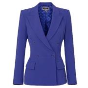 Blauwe Double-Breasted Crêpe Jas met Zakken Elisabetta Franchi , Blue ...