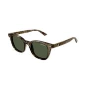 Bruin Frame Groene Lens Zonnebril Montblanc , Brown , Unisex