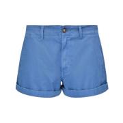 Blauwe Chino Shorts met Omgeslagen Zoom Ralph Lauren , Blue , Dames