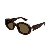 Bruin Havana Zonnebril Am0445S 002 Alexander McQueen , Brown , Unisex