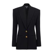 2-knopen Taillerende Jas Balmain , Black , Dames