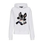 Grafische Print Katoenen Sweater Hoodie Dsquared2 , White , Dames