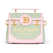 B-Buzz 23 leren en canvas tas Balmain , Green , Dames