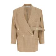 Stijlvolle Wollen Blazer met Borduursel Quira , Beige , Dames