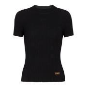 Geribbelde gebreide top Balmain , Black , Dames