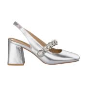 Vierkante Hak Damesschoenen met Strass Detail Alma EN Pena , Gray , Da...