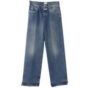 Wijde pasvorm denim jeans met versleten details Closed , Blue , Dames