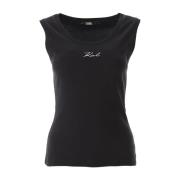 Geribbelde Tank Top Karl Lagerfeld , Black , Dames