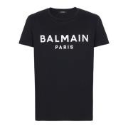 Gedrukt Paris T-shirt met korte mouwen Balmain , Black , Heren