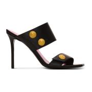 Heeled Eva-muiltjes van kalfsleer Balmain , Black , Dames