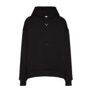 Zwarte Katoenen Hoodie Sweater Valentino Garavani , Black , Heren