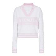 Monogram gebreide polo Balmain , Pink , Dames