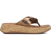 Bronzen Leren Slippers voor Dames Fitflop , Brown , Dames