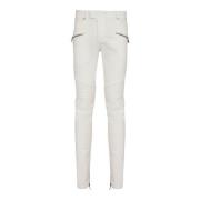 Biker jeans in wit denim Balmain , White , Heren