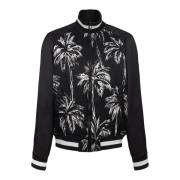 Gedrukte satijnen palmboom bomberjack Balmain , Black , Heren