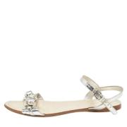 Pre-owned Leather sandals Miu Miu Pre-owned , White , Dames