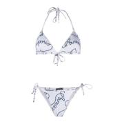 Blauw Logo Bikini Set Wit Emporio Armani , Multicolor , Dames