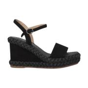 Gevlochten Wedge Heel Sandaal Alma EN Pena , Black , Dames