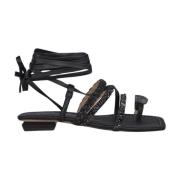 Griekse Stijl Knotted Strap Sandaal Alma EN Pena , Black , Dames