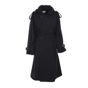 Blauwe Wollen Trenchcoat Bottega Veneta , Black , Dames