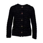 Innovatieve Tweed Top met Logo Knopen Balenciaga , Black , Dames