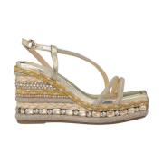 Rhinestone Strappy Sleehak Sandaal Alma EN Pena , Yellow , Dames