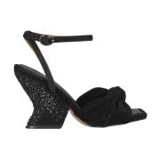 Rhinestone Curved Heel Sandal Alma EN Pena , Black , Dames