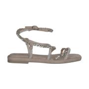 Rhinestone Interlaced Flat Sandal Alma EN Pena , Gray , Dames